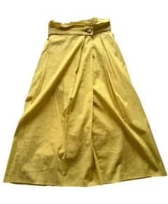 UNITEDアンタイトルイエローフレアロングスカート2金ボタン