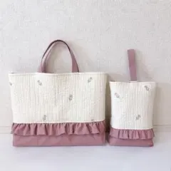 レッスンバッグ 上履き入れ 体操服袋 ヌビ ハート刺繍 - メルカリ