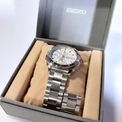 【電池交換済】SEIKO PRESAGE クロノグラフ 白文字盤 箱付 稼働中