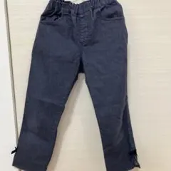 BeBe 130 デニム　裾リボンパンツ