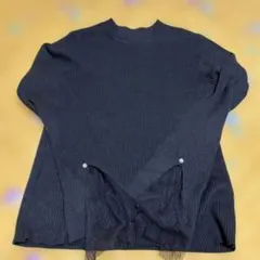 黒リブ編み長袖ニット