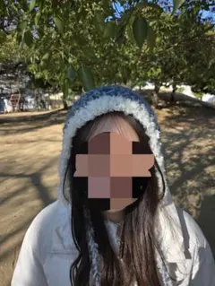 ハンドメイド ボンネット バラクラバ 帽子 ブルー