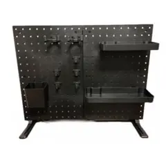 【連休値下げ】卓上 ペグボード 有孔ボード 2枚セット スタンド式 ブラック 黒