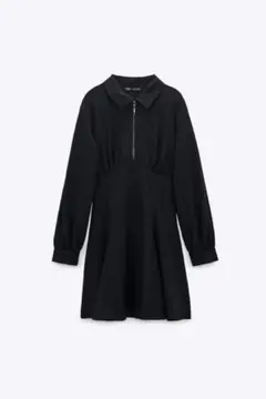 ZARA ブラック 長袖ミニワンピース