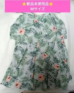 【新品・M】体型カバー 水着 ワンピース フラワープリント 花柄 華やか痩せ見え