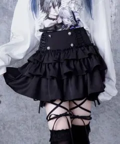 新品 amilige ハイウエストエンブレムボタン付きフリルパンツ