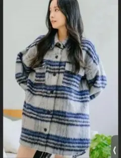 フィフス　重盛さとみ　ドロップショルダーモヘアチェックジャケット