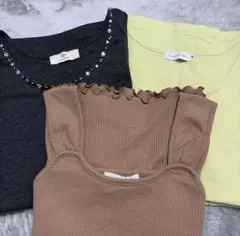 タンクトップ3点セット（グレー・ブラウン・イエロー）