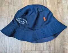 BEAMS ビームス バケットハット ネイビー 刺繍ロゴ オレンジタグ 帽子のサムネイル