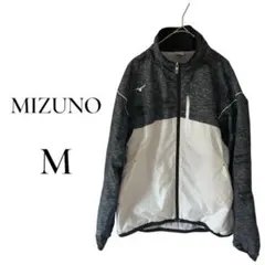 ミズノ ウィンドブレーカー ジップアップ グレーホワイト スポーツウェア M