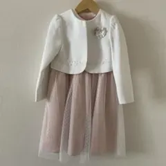 ジャケット付きワンピース ホワイト ピンク フォーマル chopin 115cm