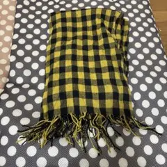 大判ストール　イエローチェック柄