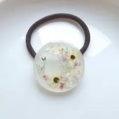 レジンヘアゴム 桜 バトンブーケ ホワイト ゴールド 春 - メルカリ