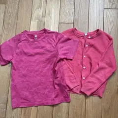 ユニクロピンク Tシャツとカーディガン セット　120