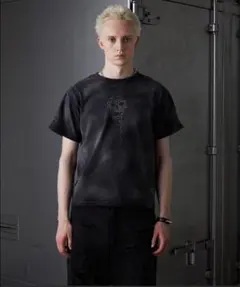 GRANCY グランシーロンT 黒 Lサイズ GRANCY】LinestoneDesign Graphic Damage LongTee / ライン