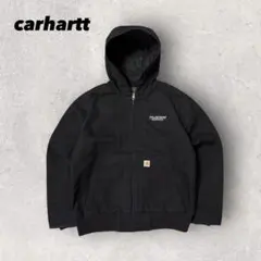 【カーハート】アクティブジャケット　黒　レディースM相当　企業ロゴ　ダック地 i