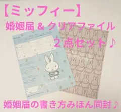 【ミッフィー】婚姻届 & クリアファイル ２点セット　大切な人へのプレゼントにも