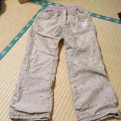 キッズ用 ベージュ ハート柄 長ズボン　120cm