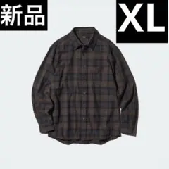 ユニクロ フランネルシャツ/チェック XLサイズ ダークブラウン