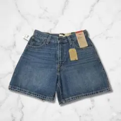 新品タグ付★Levi's ハイウエスト デニムショートパンツ 濃紺 W25