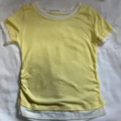 ZARA リブTシャツ イエロー ホワイト Mサイズのサムネイル