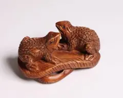 【希少・6kg】大型 木彫り 蛙（カエル） 縁起物 ホテル福田屋 同型 彫刻 白水作・福蟇蛙の木彫ほか骨董品、古道具を出張買取させて頂きました