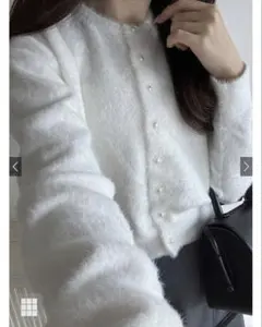 GRL ラメフェザーニットカーディガン[kz443] アイボリー Fサイズ