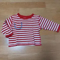 ★　ベビー　90　長袖　ロンT　リバーシブル　ボーダー　赤　ポケット　カットソー