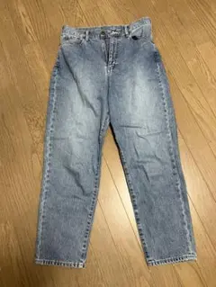ライトブルー ハイウエストデニムパンツ
