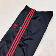80s adidas atp型 黒×赤 トラックパンツ ヴィンテージ　刺繍