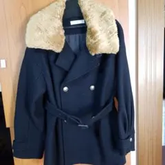 ブラック ウール ダブルブレスト ピーコート
