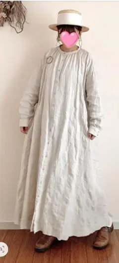 TSUHARU by SamansaMos2　刺繍ワンピース　ベージュ