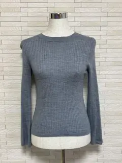 PLST グレー リブ編み 長袖ニット