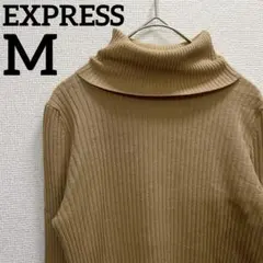 エクスプレス【M】リブ タートルネック 長袖 ニット 茶 オフィスカジュアルのサムネイル