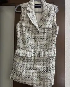 サリア ラメツイード チェックベスト ジレ　秋　冬
