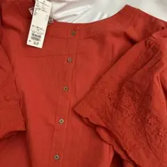 Samansa Mos2 袖 立体 刺繍 レース 前後 2WAY ブラウス