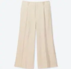 [UNIQLO/ユニクロ]ドレープワイドクロップドパンツ L ベージュ [新品]