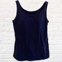 ユニクロ タンクトップ Uネック インナー パッド付き 綿混 無地 シンプル