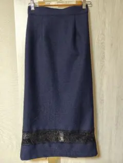 【Techichi】レース切替スカート　ネイビー