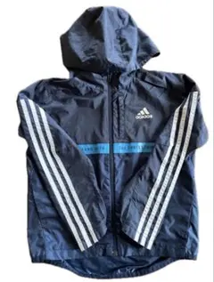 adidas フード付きジャケット ネイビー　ウインドブレーカー
