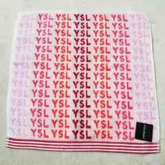 【新品未使用】YSL イヴサンローラン タオルハンカチ ピンク ロゴ 廃盤 レア