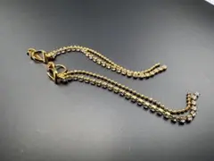 ロングデザイン イヤリング ラインストーン ゴールドカラー