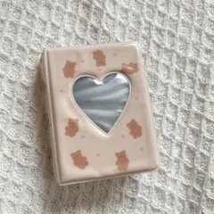 くま柄 ハート窓付き ミニトレカケース