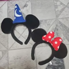 美品 正規品 ディズニーリゾート ミッキー ミニー ペカ チューシャ