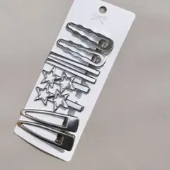 8点セット　シルバー バレッタ ヘアピン ロング 薄い 太い ヘア 曲がらない