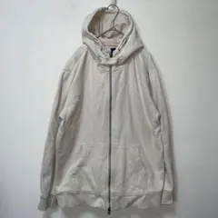 ギャップ　フルジップ　裏起毛　パーカー　ベージュ　フード付き　カジュアル　L