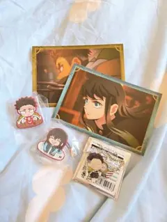 時透無一郎　悲鳴嶼行冥　キャラばんちょうこう　ヘアクリップ　ポストカード　セット