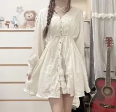 森ガール フェアリーグランジ レトロ レース フリル リボン チュニック