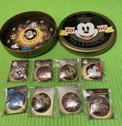 ディズニー　ミッキーマウス ミレニアム缶 ピンバッジセット