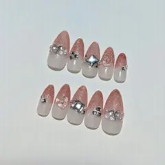 在庫処分　ネイルチップ　フラッシュ　ワンホン　ピンク　フレンチガーリー　スナ系